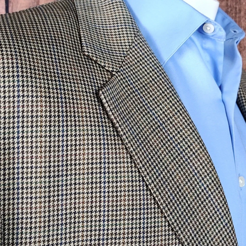 Wool Houndstooth 2 Button Single Breast Single Vent Excellent Condition